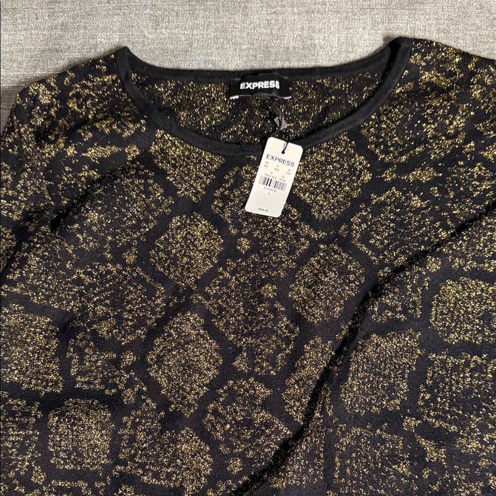 Express Black and Gold Textured sweater size large